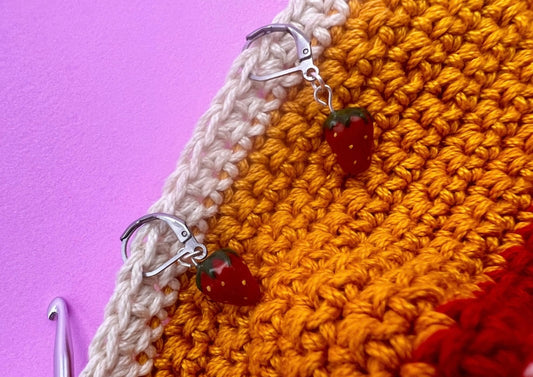 strawberry crochet markers