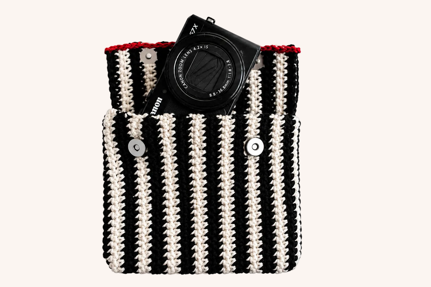 Striped Crochet Flat Pouch