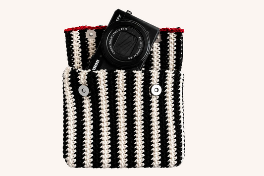 Striped Crochet Flat Pouch